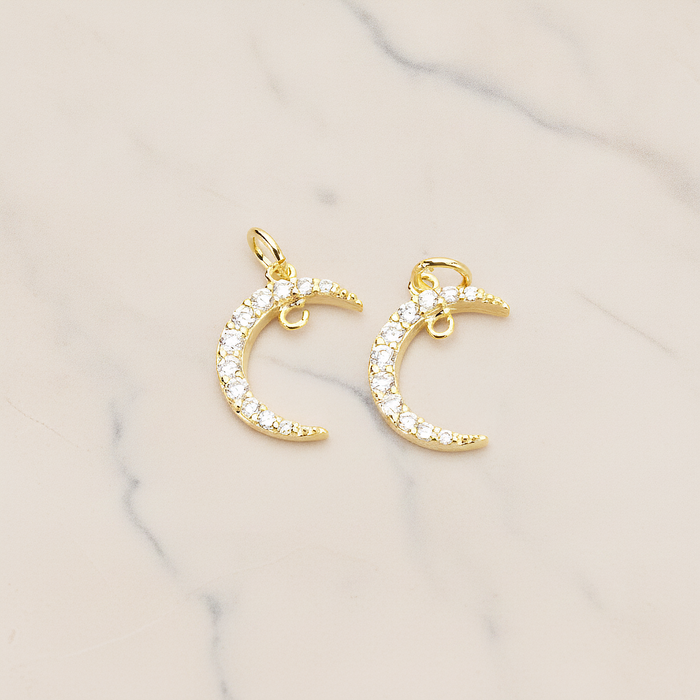 Cubic Crescent Moon Pendant, 1Pc on warm marble background (PD.1745)