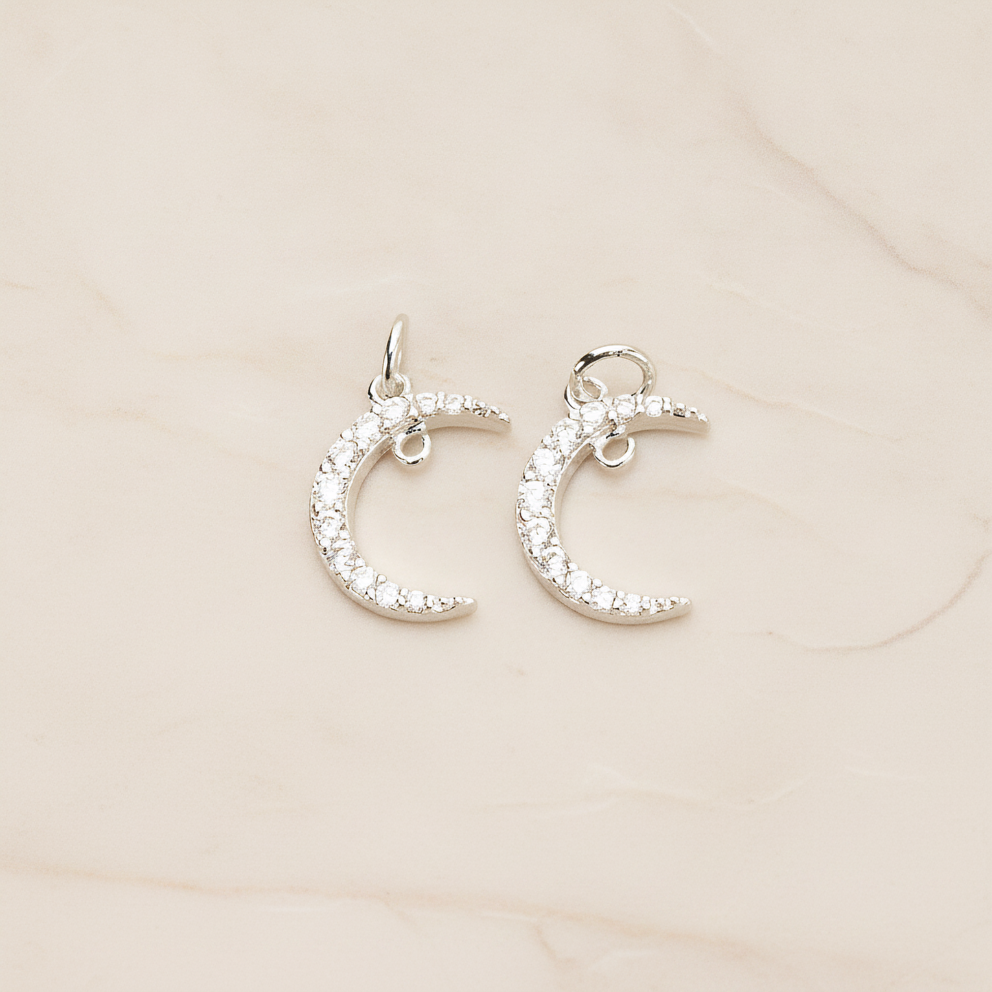 Cubic Crescent Moon Pendant, 1Pc on warm marble background (PD.1745)