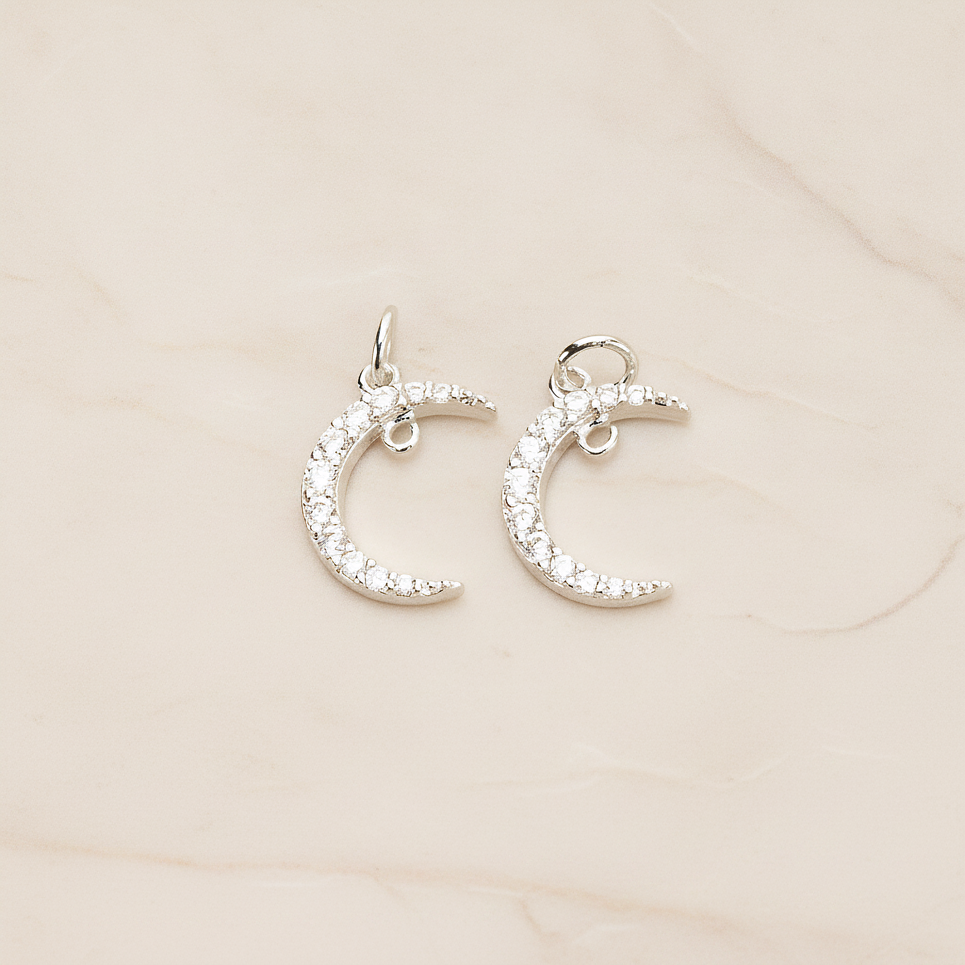 Cubic Crescent Moon Pendant, 1Pc on warm marble background (PD.1745)
