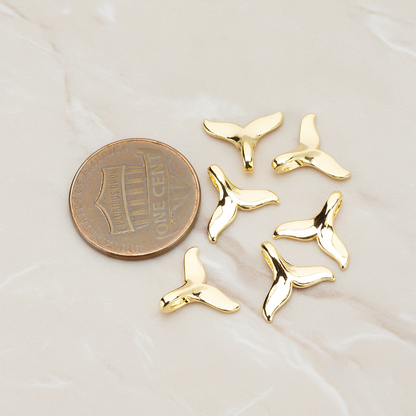 Whale Dolphin Tail Pendant, 2Pc on warm marble background (PD.1746)
