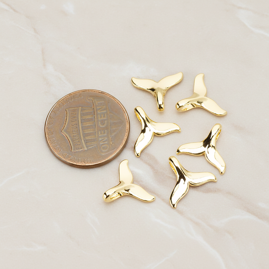 Whale Dolphin Tail Pendant, 2Pc on warm marble background (PD.1746)