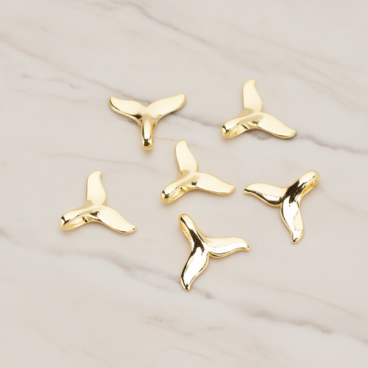 Whale Dolphin Tail Pendant, 2Pc on warm marble background (PD.1746)