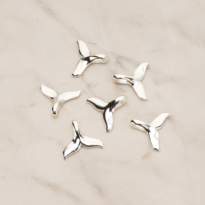 Whale Dolphin Tail Pendant, 2Pc on warm marble background (PD.1746)