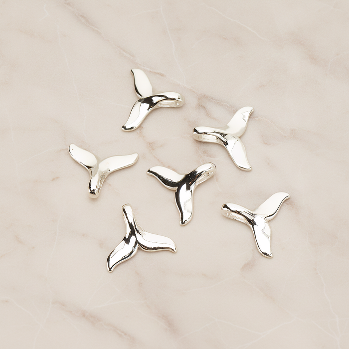 Whale Dolphin Tail Pendant, 2Pc on warm marble background (PD.1746)