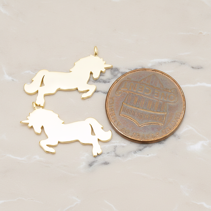 Unicorn Horse Silhouette Pendant, 2Pc on warm marble background (PD.1763)