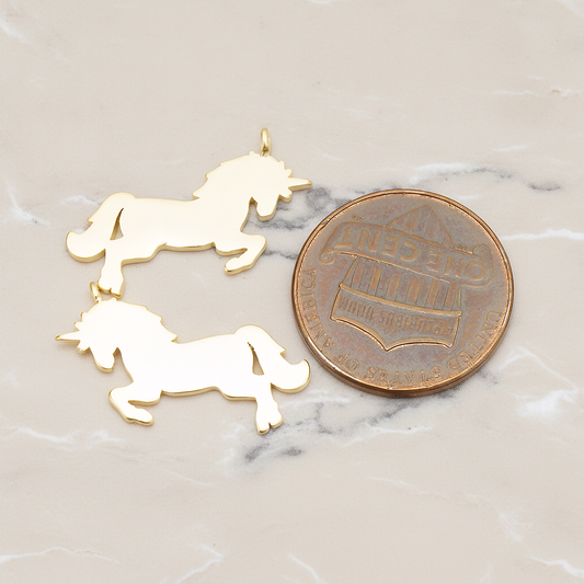 Unicorn Horse Silhouette Pendant, 2Pc on warm marble background (PD.1763)