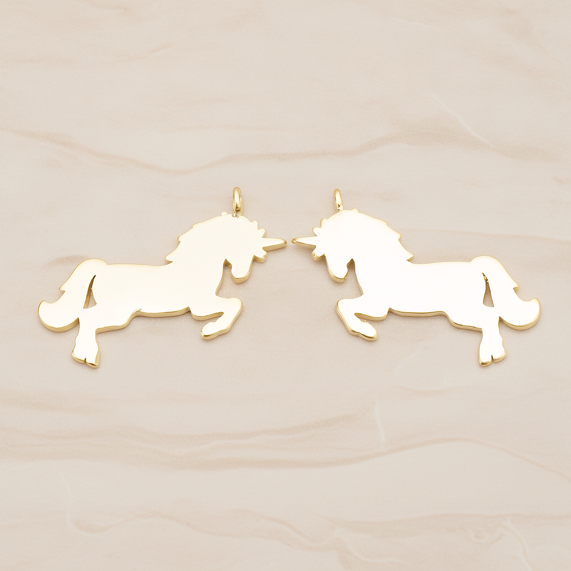 Unicorn Horse Silhouette Pendant, 2Pc on warm marble background (PD.1763)