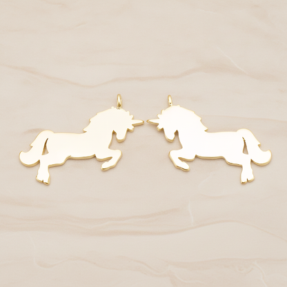 Unicorn Horse Silhouette Pendant, 2Pc on warm marble background (PD.1763)
