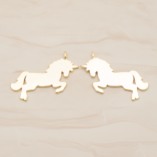 Unicorn Horse Silhouette Pendant, 2Pc on warm marble background (PD.1763)