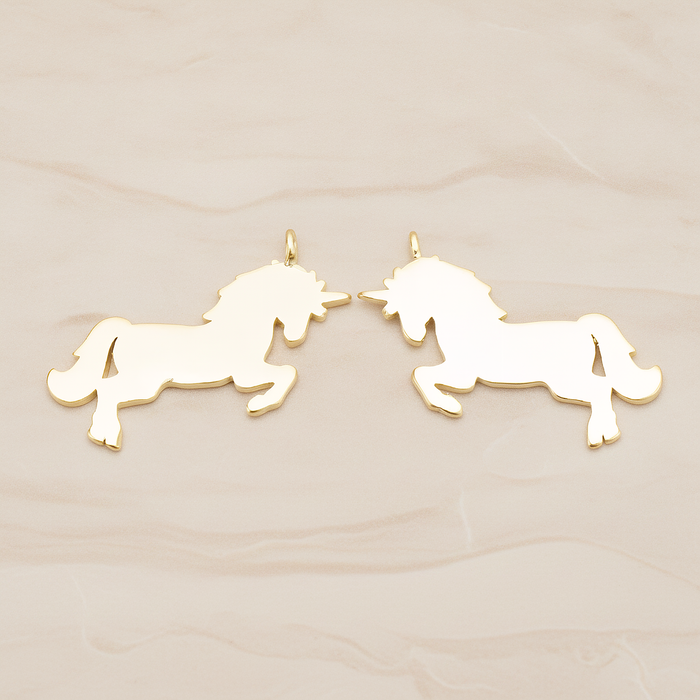 Unicorn Horse Silhouette Pendant, 2Pc on warm marble background (PD.1763)