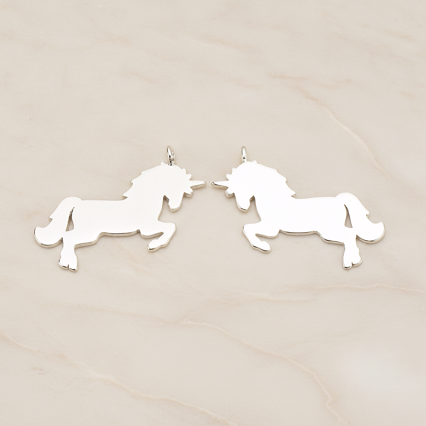 Unicorn Horse Silhouette Pendant, 2Pc on warm marble background (PD.1763)