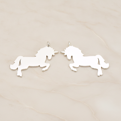 Unicorn Horse Silhouette Pendant, 2Pc on warm marble background (PD.1763)