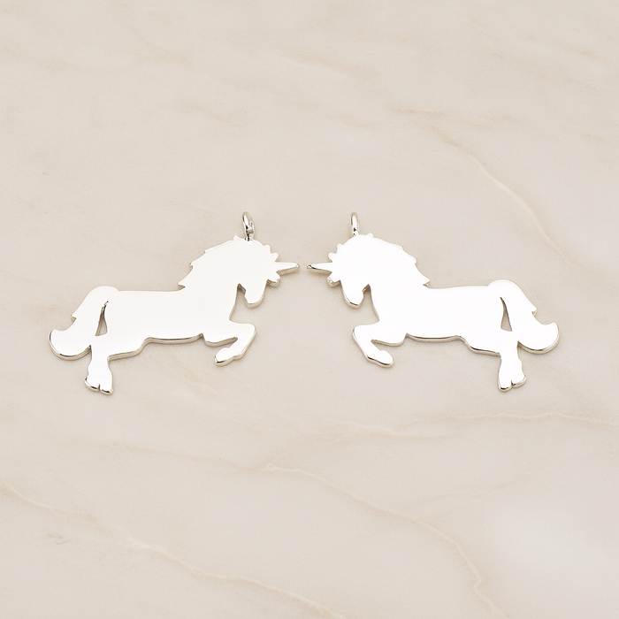 Unicorn Horse Silhouette Pendant, 2Pc on warm marble background (PD.1763)