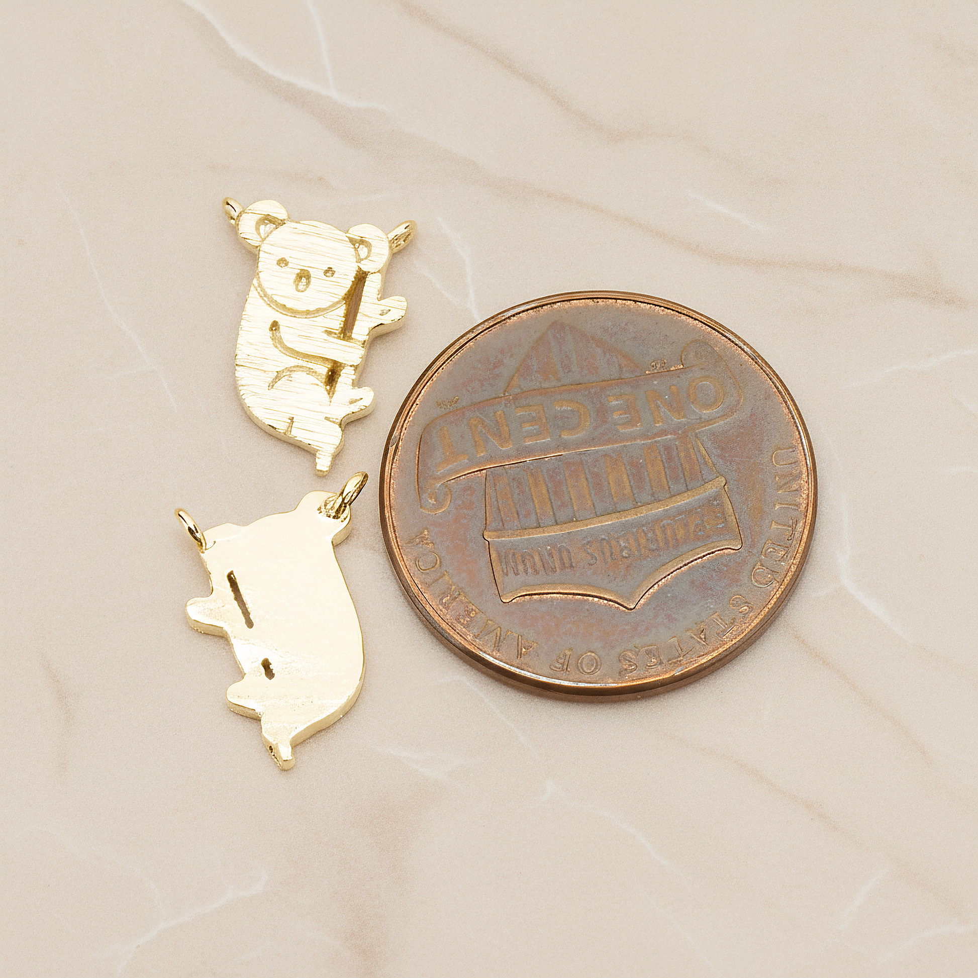 Baby Koala on Tree Branch Pendant, 2Pc on warm marble background (PD.1764)