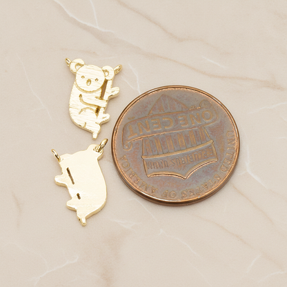 Baby Koala on Tree Branch Pendant, 2Pc on warm marble background (PD.1764)