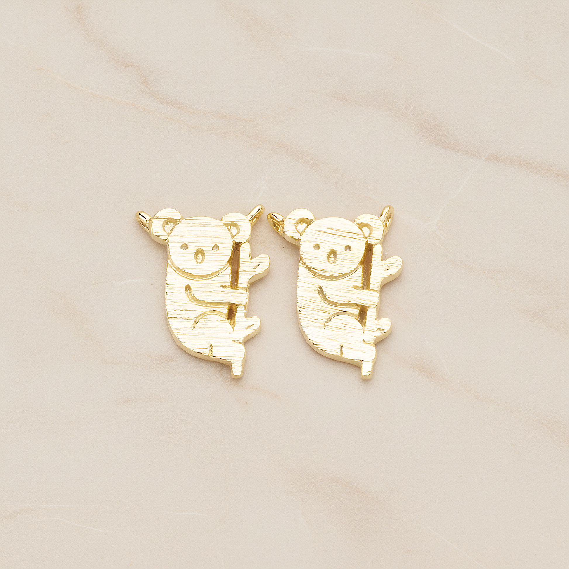 Baby Koala on Tree Branch Pendant, 2Pc on warm marble background (PD.1764)