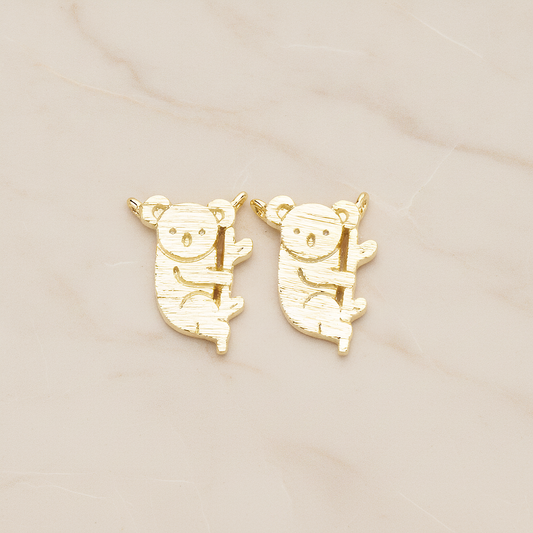 Baby Koala on Tree Branch Pendant, 2Pc on warm marble background (PD.1764)
