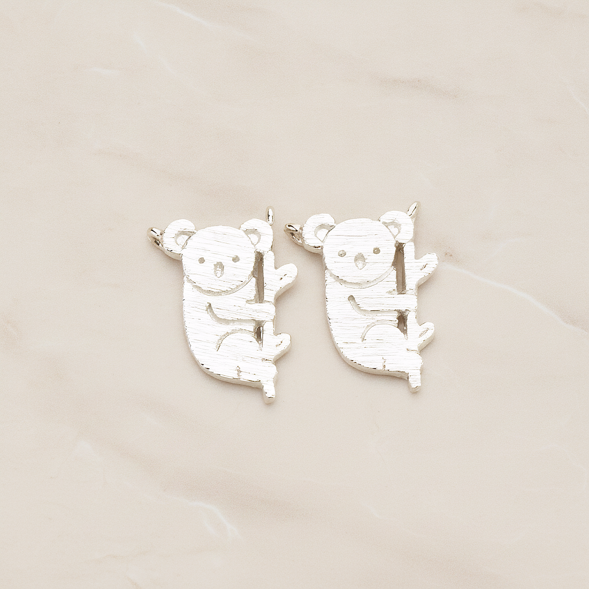 Baby Koala on Tree Branch Pendant, 2Pc on warm marble background (PD.1764)