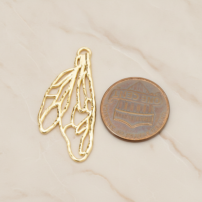 Insect Wing Shape Pendant, 2Pc on warm marble background (PD.1767)