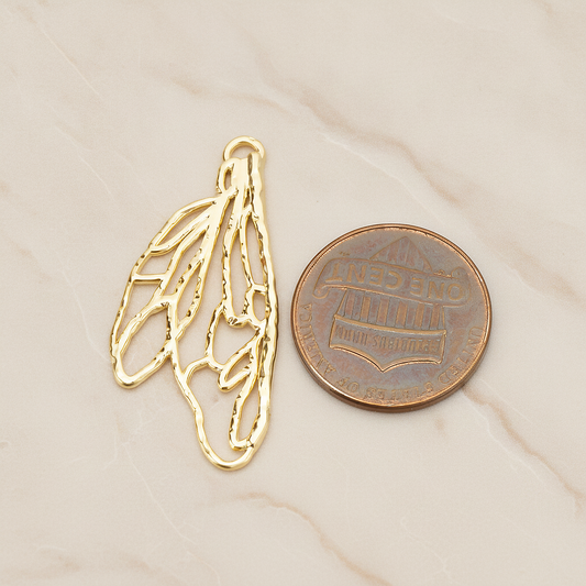 Insect Wing Shape Pendant, 2Pc on warm marble background (PD.1767)