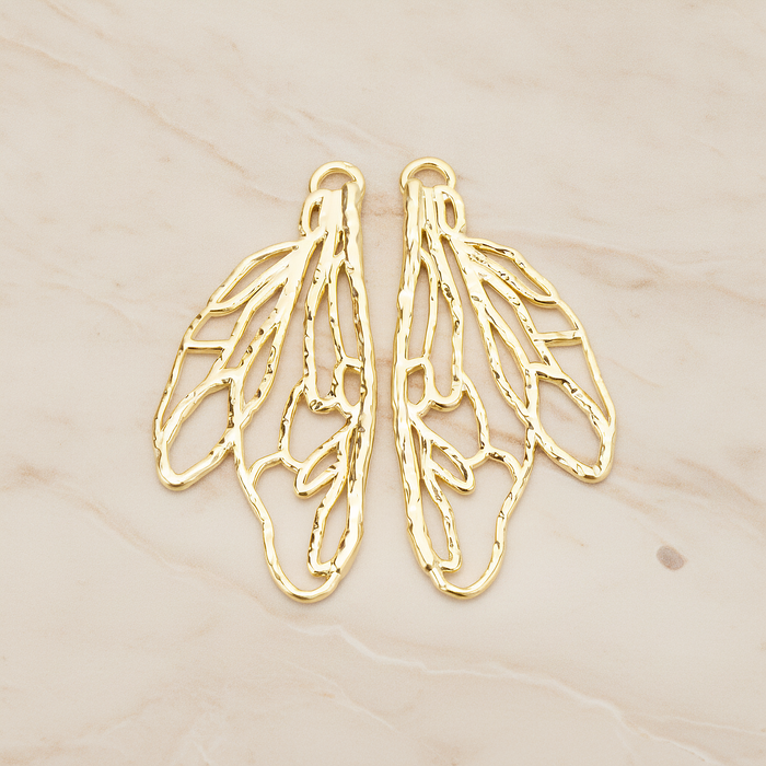 Insect Wing Shape Pendant, 2Pc on warm marble background (PD.1767)