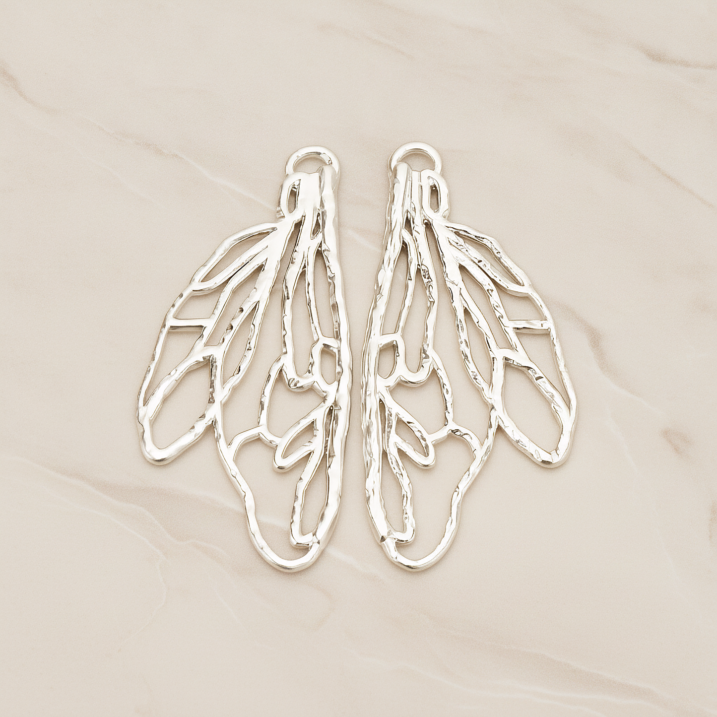 Insect Wing Shape Pendant, 2Pc on warm marble background (PD.1767)