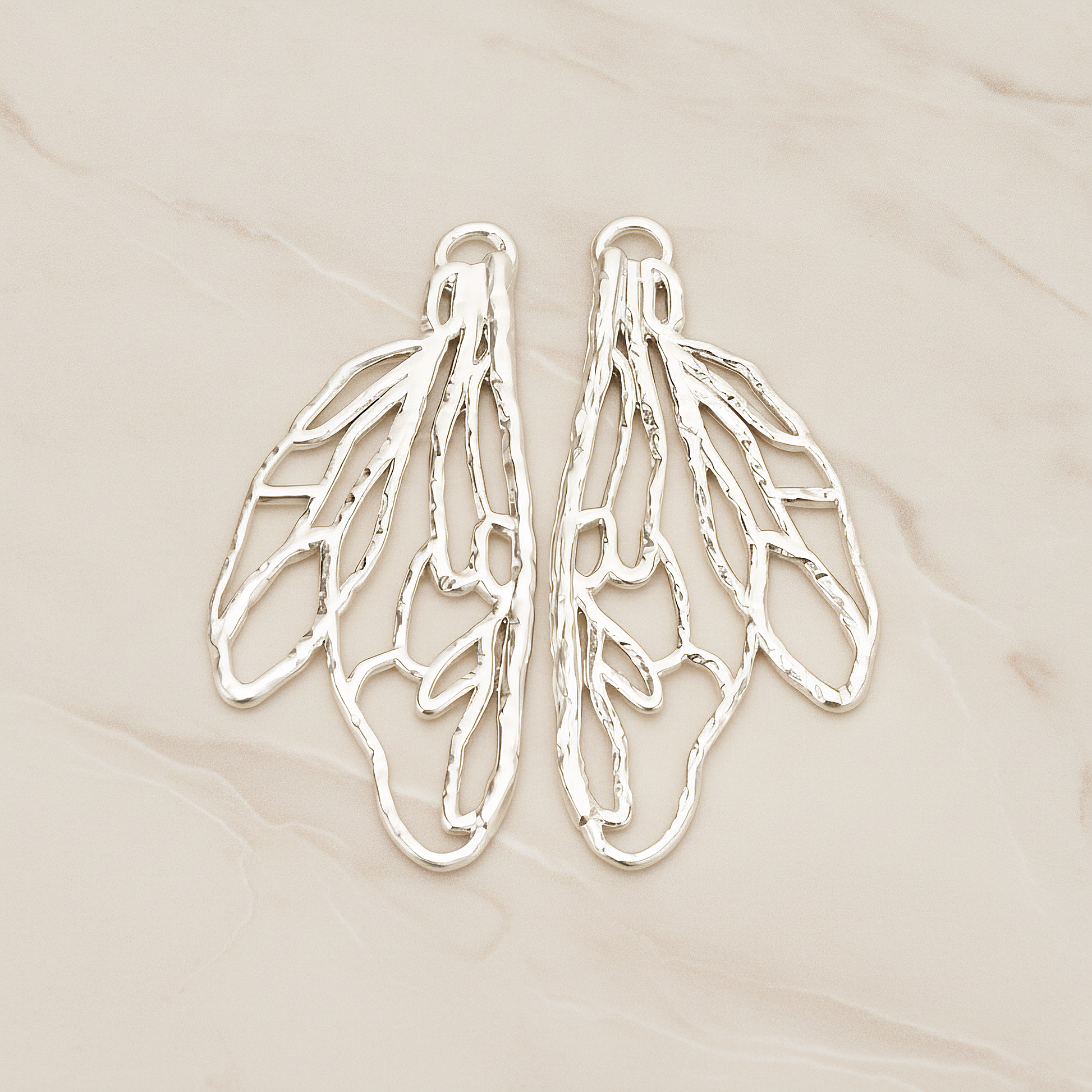 Insect Wing Shape Pendant, 2Pc on warm marble background (PD.1767)