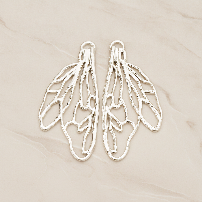 Insect Wing Shape Pendant, 2Pc on warm marble background (PD.1767)