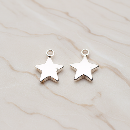 Small Star Char Pendant, 2 Pc on warm marble background (PD.1781)