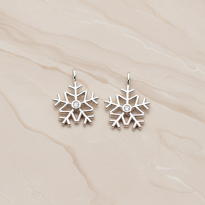 Winter Christmas Cubic Snowflake Layout Silhouette Small Pendant, 2 Pc on warm marble background (PD.1782-01)