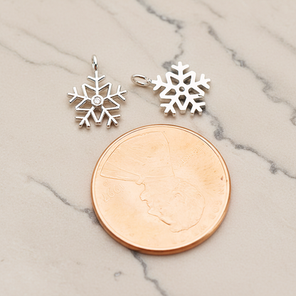 Winter Christmas Cubic Snowflake Layout Silhouette Small Pendant, 2 Pc on warm marble background (PD.1782-01)