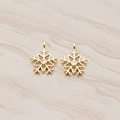 Winter Christmas Cubic Snowflake Layout Silhouette Small Pendant, 2 Pc on warm marble background (PD.1782-01)
