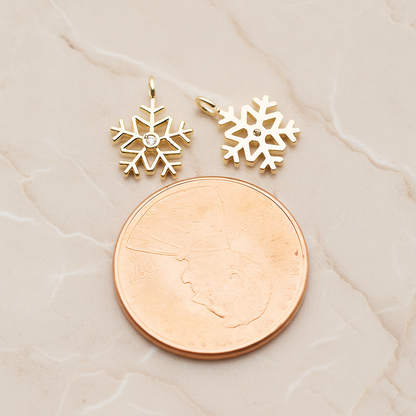 Winter Christmas Cubic Snowflake Layout Silhouette Small Pendant, 2 Pc on warm marble background (PD.1782-01)