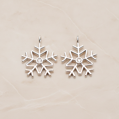 Winter Christmas Cubic Snowflake Layout Silhouette Large Pendant, 2 Pc on warm marble background (PD.1782-02)