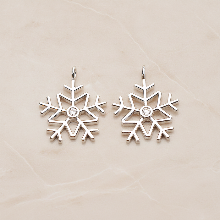 Winter Christmas Cubic Snowflake Layout Silhouette Large Pendant, 2 Pc on warm marble background (PD.1782-02)