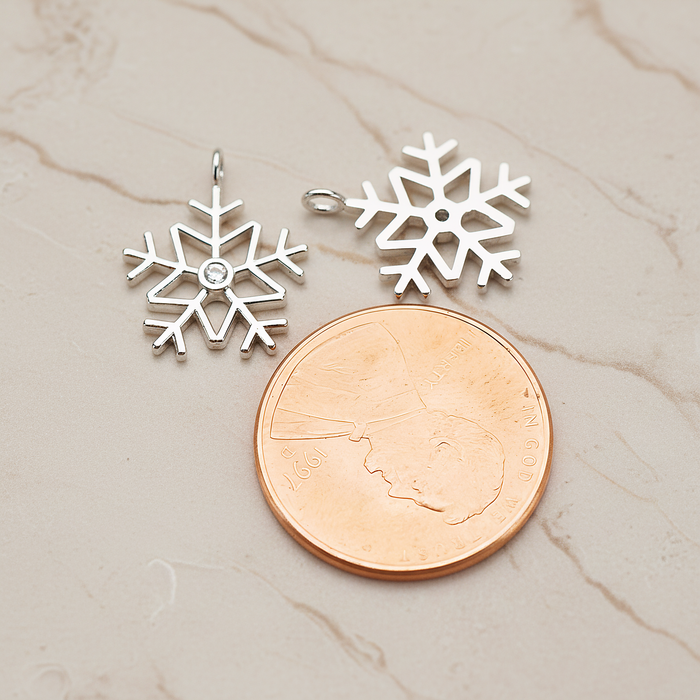Winter Christmas Cubic Snowflake Layout Silhouette Large Pendant, 2 Pc on warm marble background (PD.1782-02)