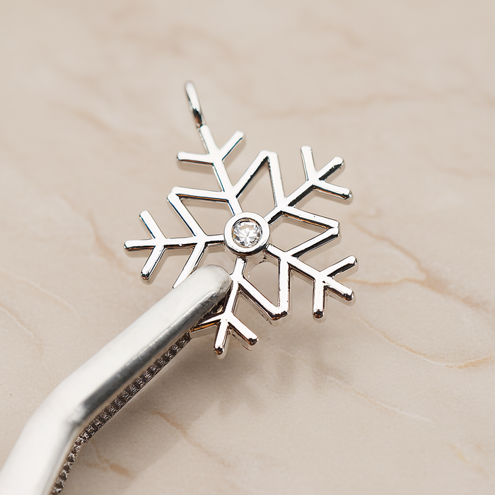 Winter Christmas Cubic Snowflake Layout Silhouette Large Pendant, 2 Pc on warm marble background (PD.1782-02)