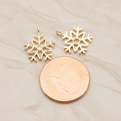 Winter Christmas Cubic Snowflake Layout Silhouette Large Pendant, 2 Pc on warm marble background (PD.1782-02)