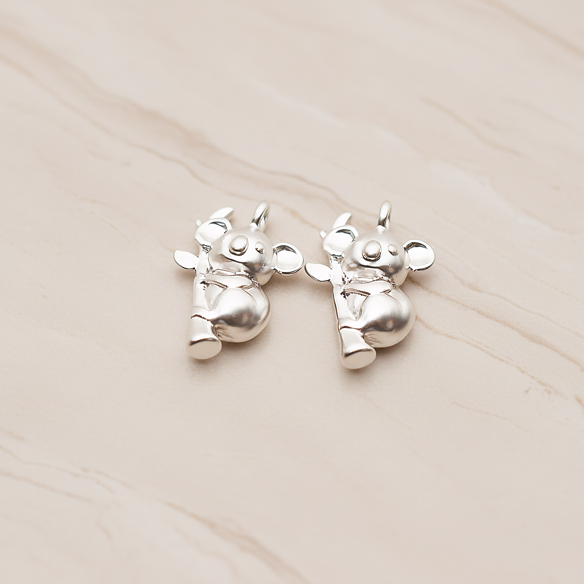 Koala on a Tree Pendant, 2 Pc on warm marble background (PD.1787)