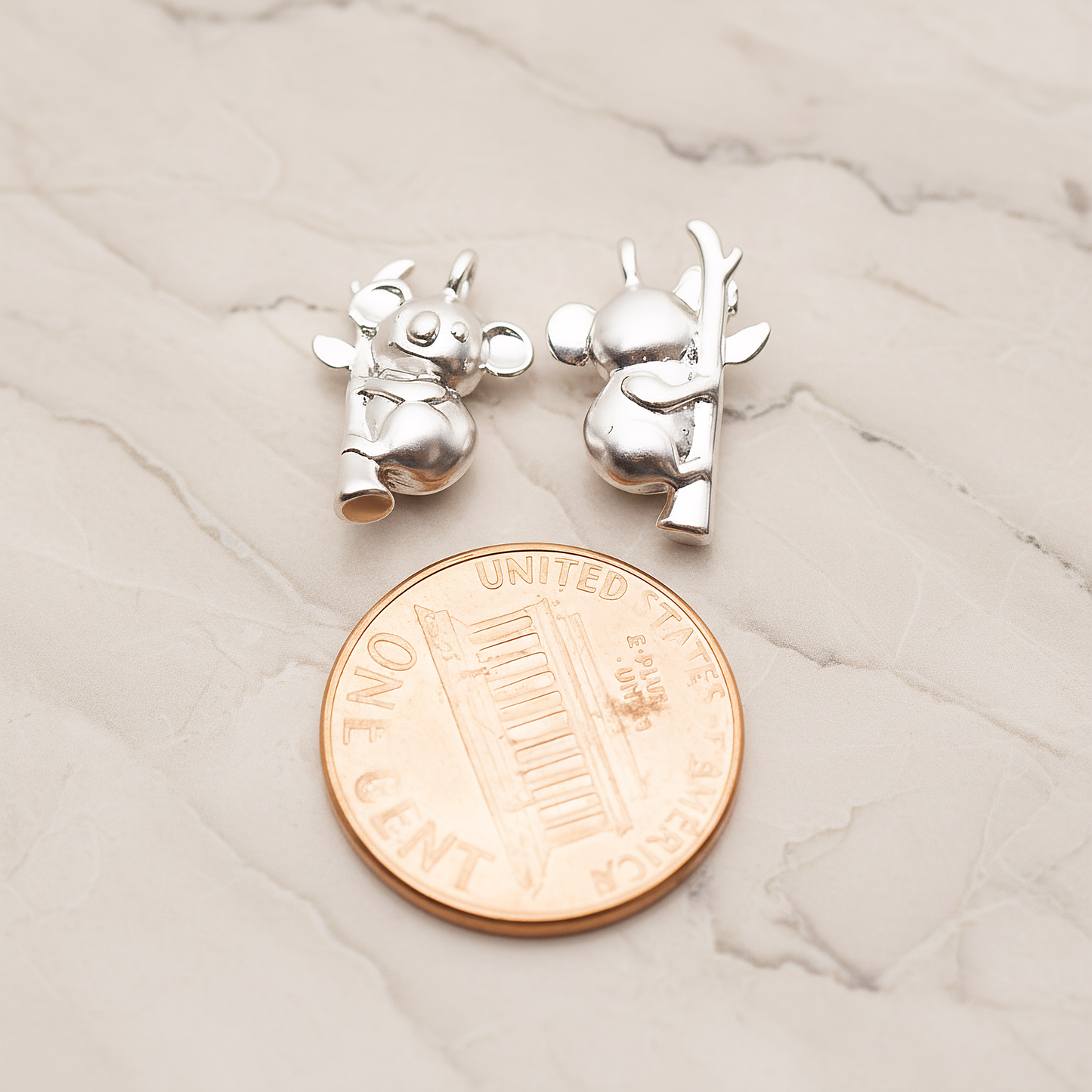 Koala on a Tree Pendant, 2 Pc on warm marble background (PD.1787)