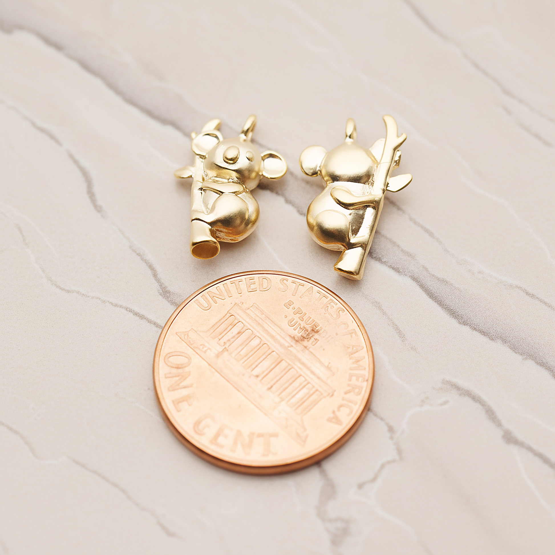 Koala on a Tree Pendant, 2 Pc on warm marble background (PD.1787)