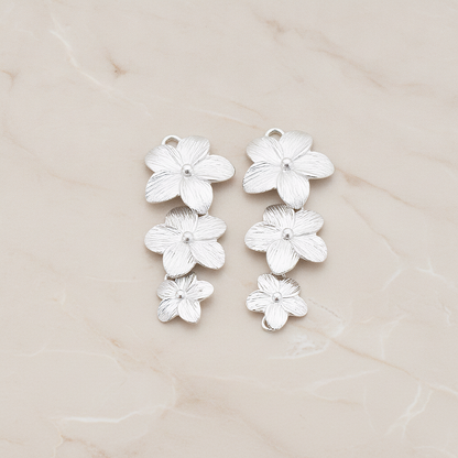 Five Petal Triple Flower Pendant, 2 Pc on warm marble background (PD.178)