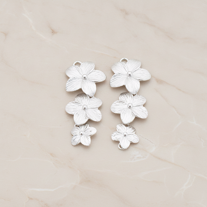 Five Petal Triple Flower Pendant, 2 Pc on warm marble background (PD.178)