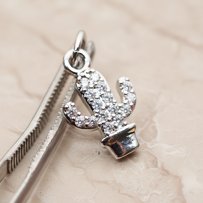 Cubic Cutie Cactus Pendant, 1 Pc on warm marble background (PD.1792)