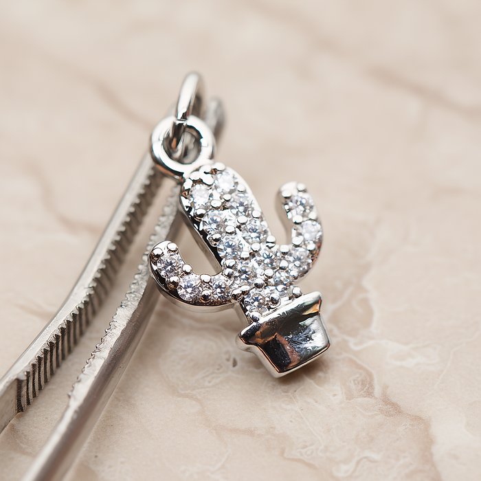 Cubic Cutie Cactus Pendant, 1 Pc on warm marble background (PD.1792)