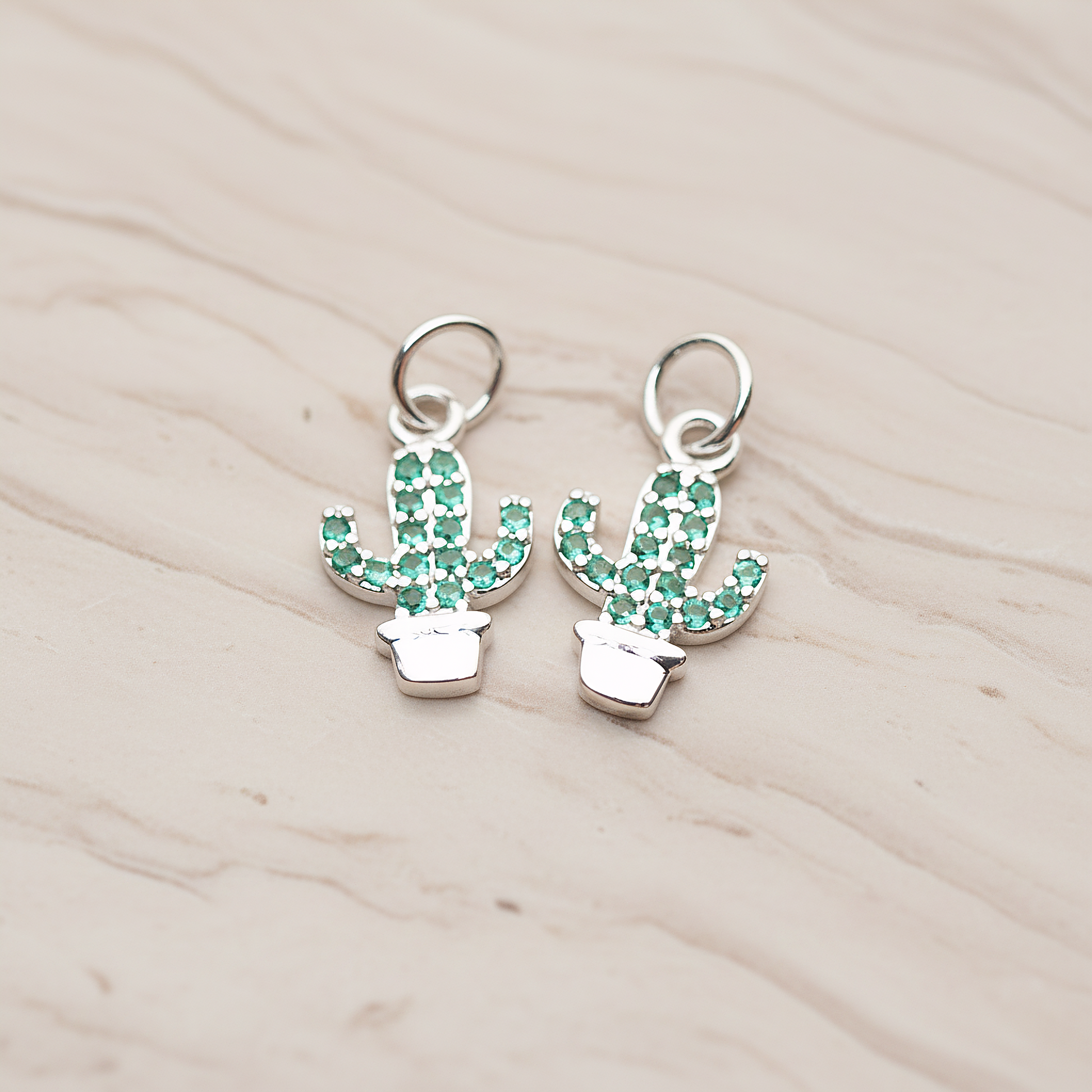 Cubic Cutie Cactus Pendant, 1 Pc on warm marble background (PD.1792)