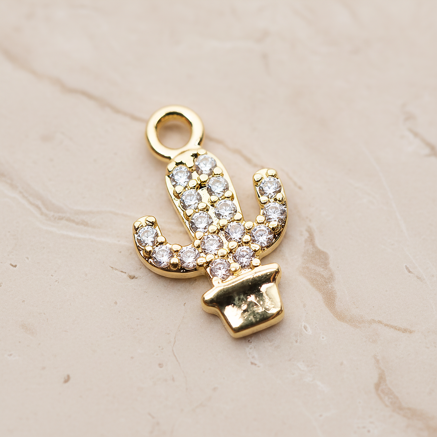 Cubic Cutie Cactus Pendant, 1 Pc on warm marble background (PD.1792)