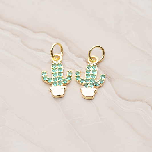 Cubic Cutie Cactus Pendant, 1 Pc on warm marble background (PD.1792)