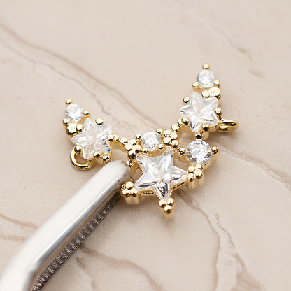 Star Round Cubic Pendant, 1 Pc on warm marble background (PD.1795)