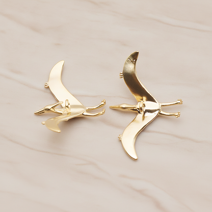 Pterosaurs, Dinosaur Pendant, 2 Pc on warm marble background (PD.1796)